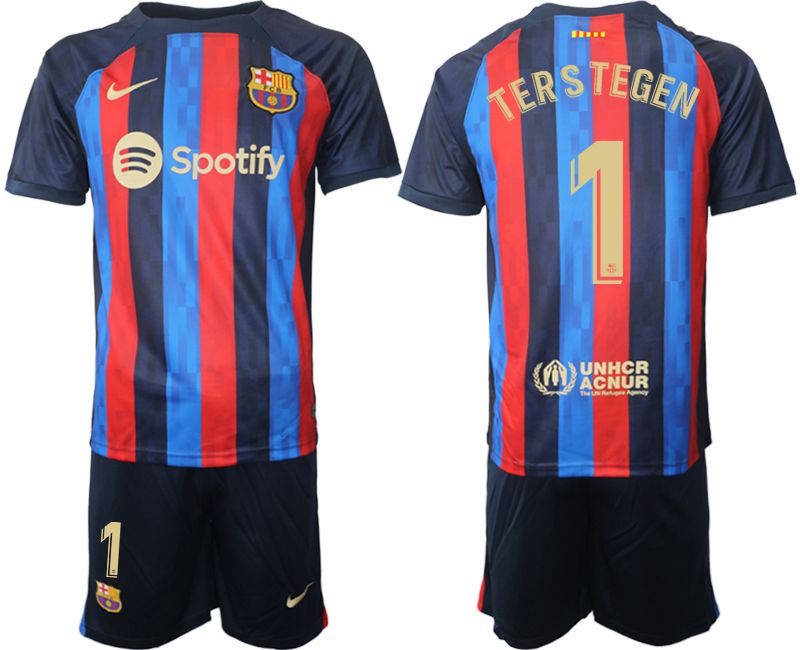Men 2022-2023 Club Barcelona home blue #1 Soccer Jersey